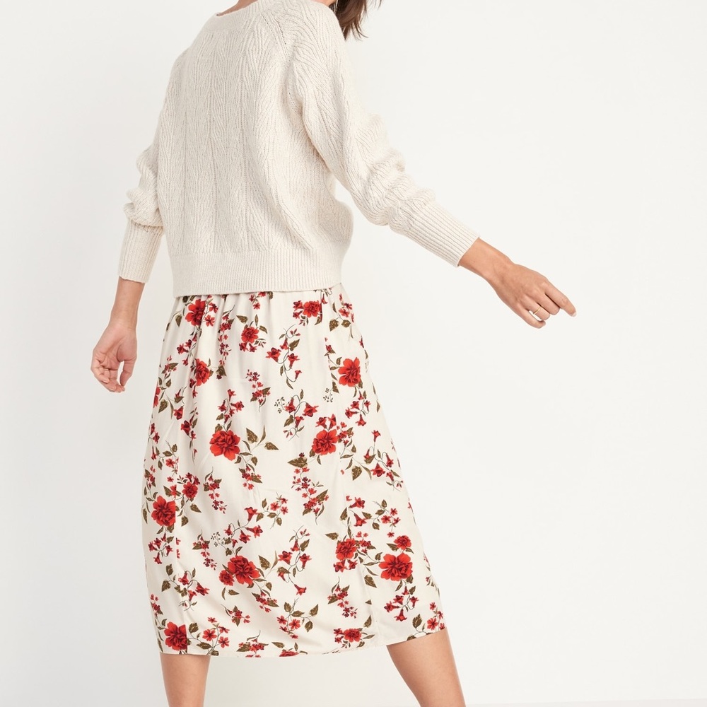 Old Navy Plus - High-Waisted Floral-Print Midi Swing Skirt for Women